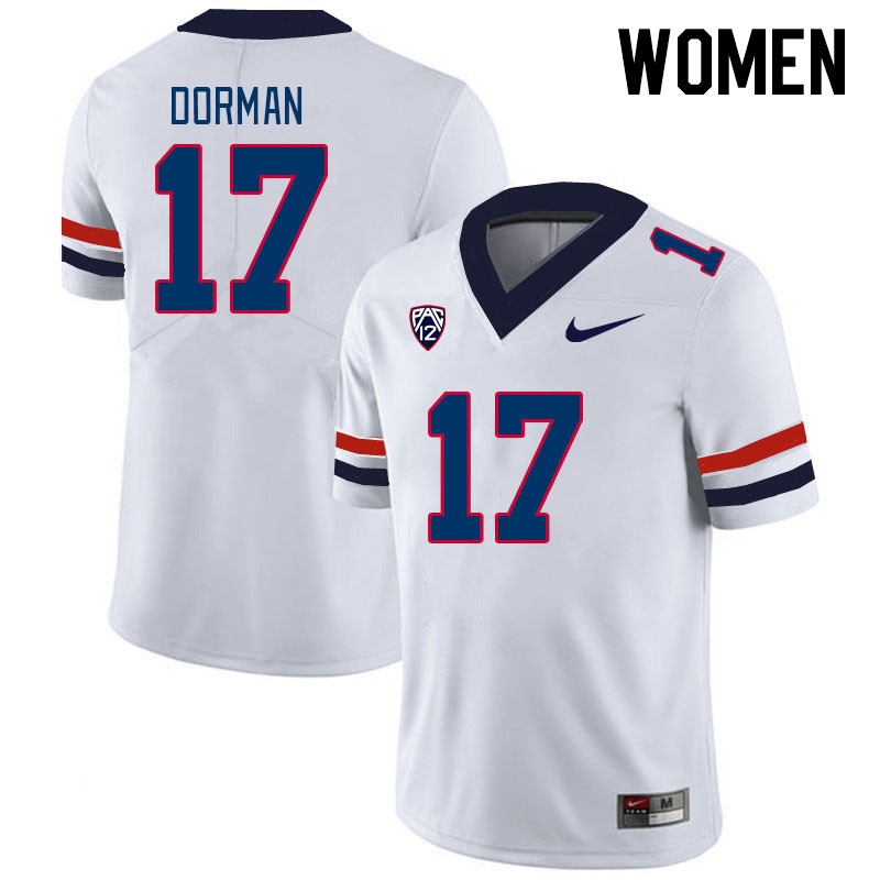 Women #17 Brayden Dorman Arizona Wildcats College Football Jerseys Stitched-White - Click Image to Close